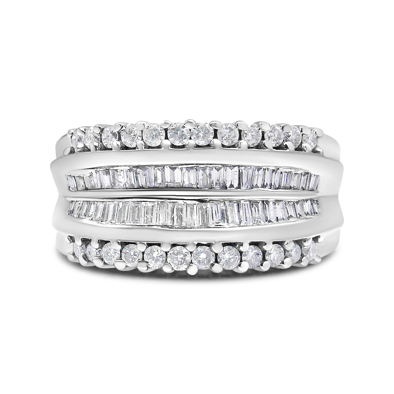 14K White Gold Round Diamond Band Ring (1.00 Cttw,H-I Color, SI2-I1 Clarity)