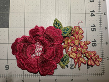 Pink and Green Floral Lace Applique