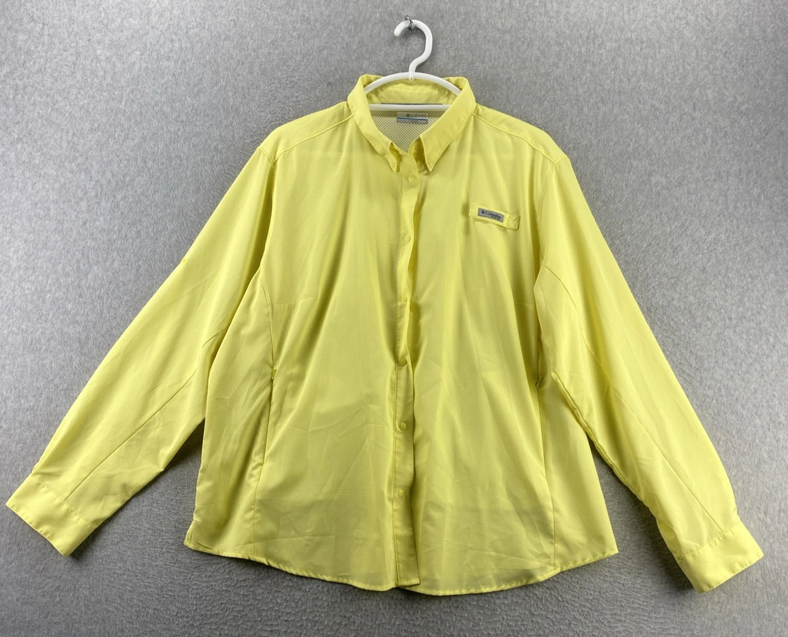 Columbia 2X Yellow Button Up Shirt Long Sleeve Collared Vented Outdoor