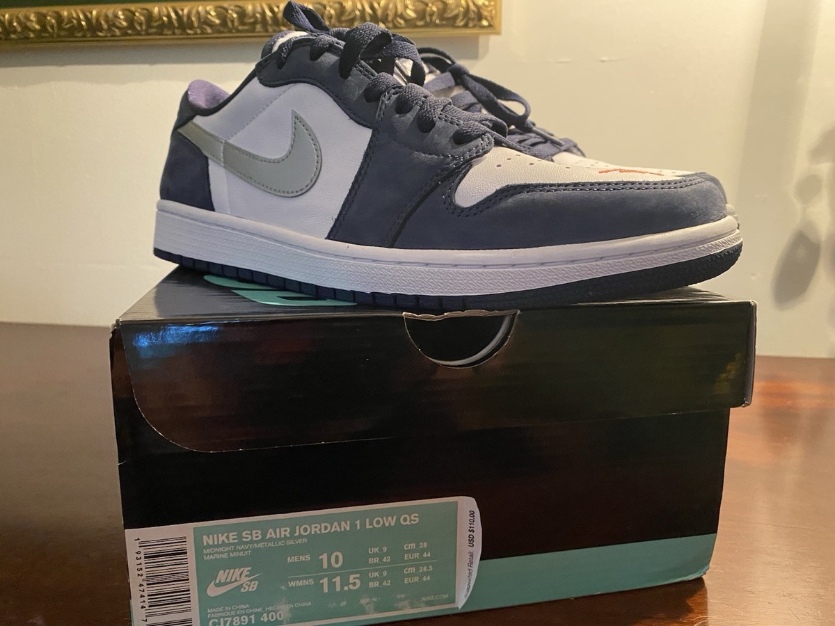 DEADSTOCK SZ 10.5 Nike SB x Air Jordan 1 Low QS Midnight Navy 