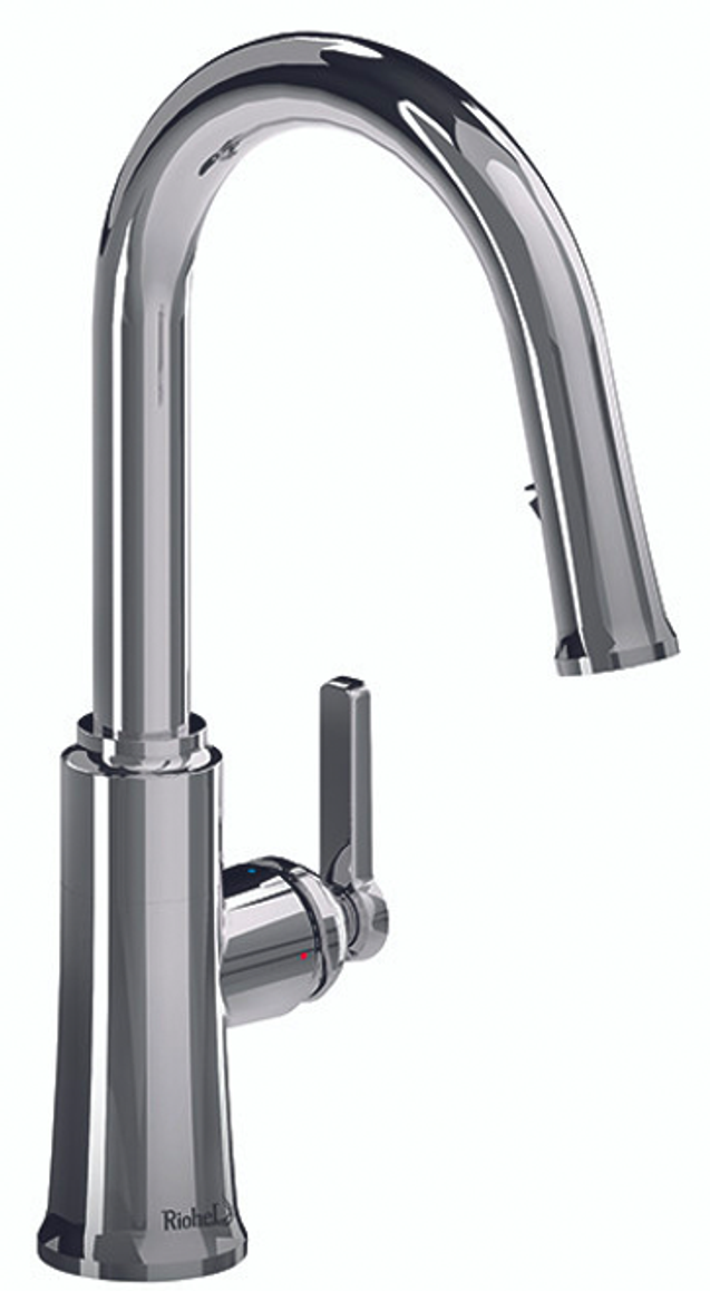 Riobel Trattoria Mixer with Pull Down Spray Round Spout Chrome Kitchen Tap