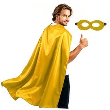 Adult Superhero Cape and Mask for Man and Woman - Halloween Vampire Yellow