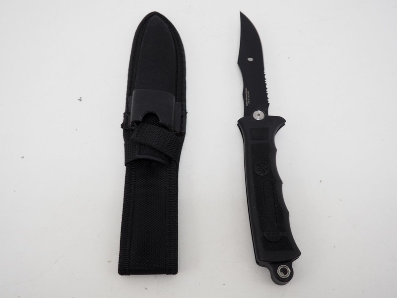 New! SOG Revolver Black Swivel Knife Saw Combo w/ Sheath Robbie Roberson Design
