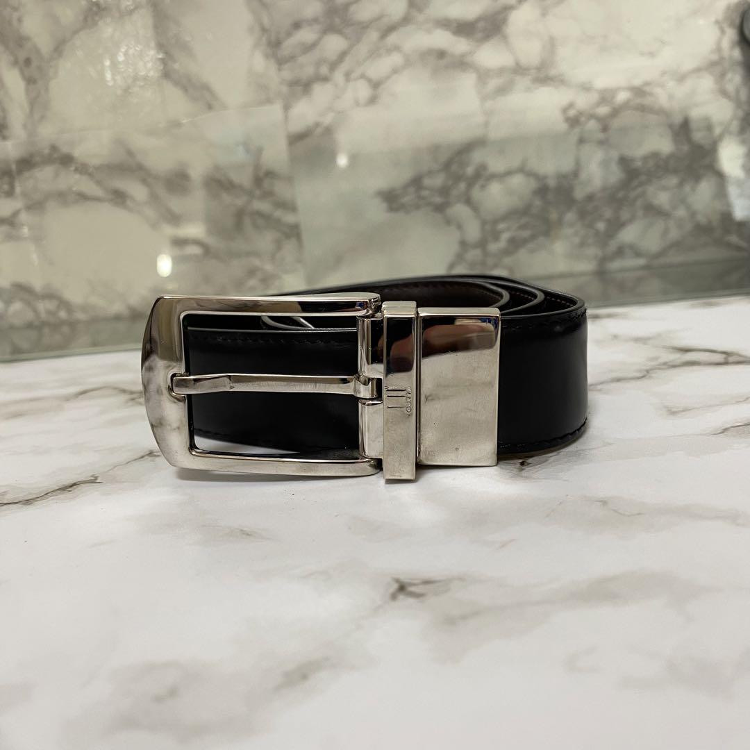 Dunhill Black Leather Reversible Belt 1.14 x 36.6 Classic Style