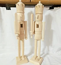 2 DIY Unpainted You Paint Nutcrackers With Swords 24" Tall 4.5" Base
