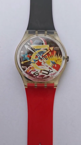 SWATCH SPECIAL RORRIM 5 by TADANOORI YOKO - GZ107 - 1988 - NEW - clear case - Video 1 of 1