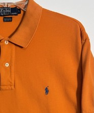 POLO by RALPH LAUREN Men's Orange Short Sleeve Polo Shirt w/Blue Pony Size Large
