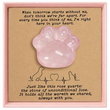 Pet Loss Sympathy Gift Rose Quartz Heart Crystal with Memorial Card, in