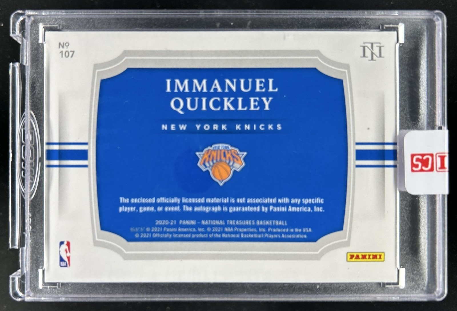 2020-21 National Treasures Immanuel Quickley Rookie RC Patch Auto VAR #/75 view 2