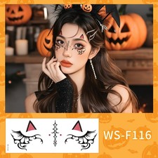 10 Pack Halloween Face Glitter Freckles Tattoo, Temporary Tattoos Makeup Patches