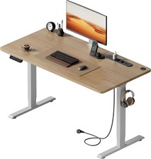 100/120/140 × 60 cm Höhenverstellbarer Schreibtisch mit Steckdosen & Type-C-Port