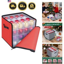 Christmas Ornament Storage Box with Dividers, Holiday Ornaments Storage Cont...