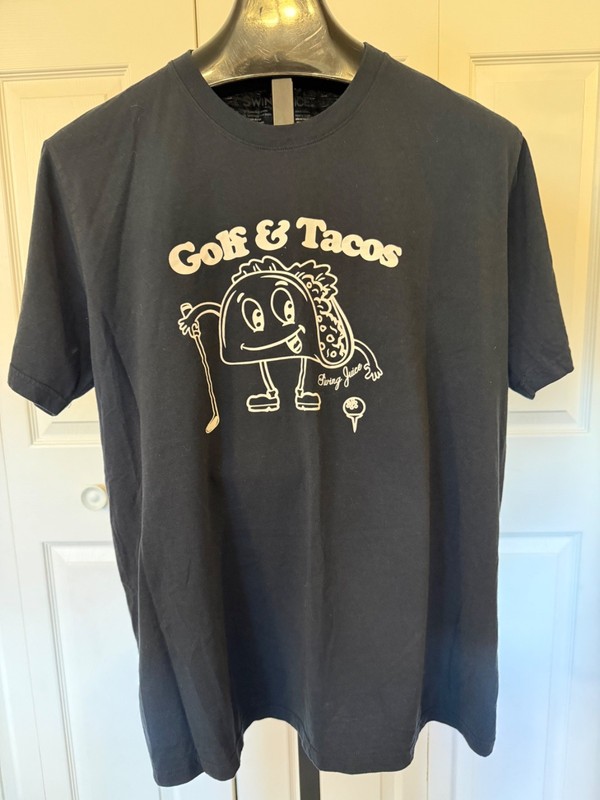 Swing Juice Golf and Tacos T-Shirt Men's XL Black Graphic Funny Golf Tee