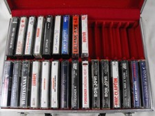 24 Vintage Rock and Roll Cassettes in Carry Case - Led Zeppelin, Bon Jovi NICE