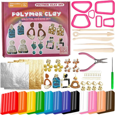Polymer Clay Starter Kit, 12 Colors Oven Bake Modeling Clay with Sculpting Tools