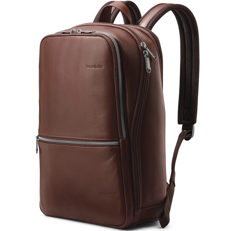 Samsonite Classic Leather 14.1" Laptop & Tablet Slim Backpack Mahogany 26036