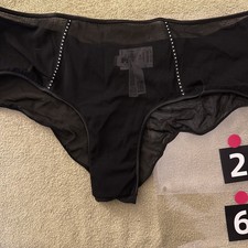 Pink By Victoria  s Secret Sheer Black Mesh Cheeky Panties Large