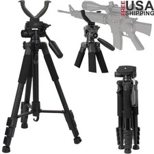 Aluminum Tripod W/ V Yoke Head Photography Shooting Hunting Adjustable Height US