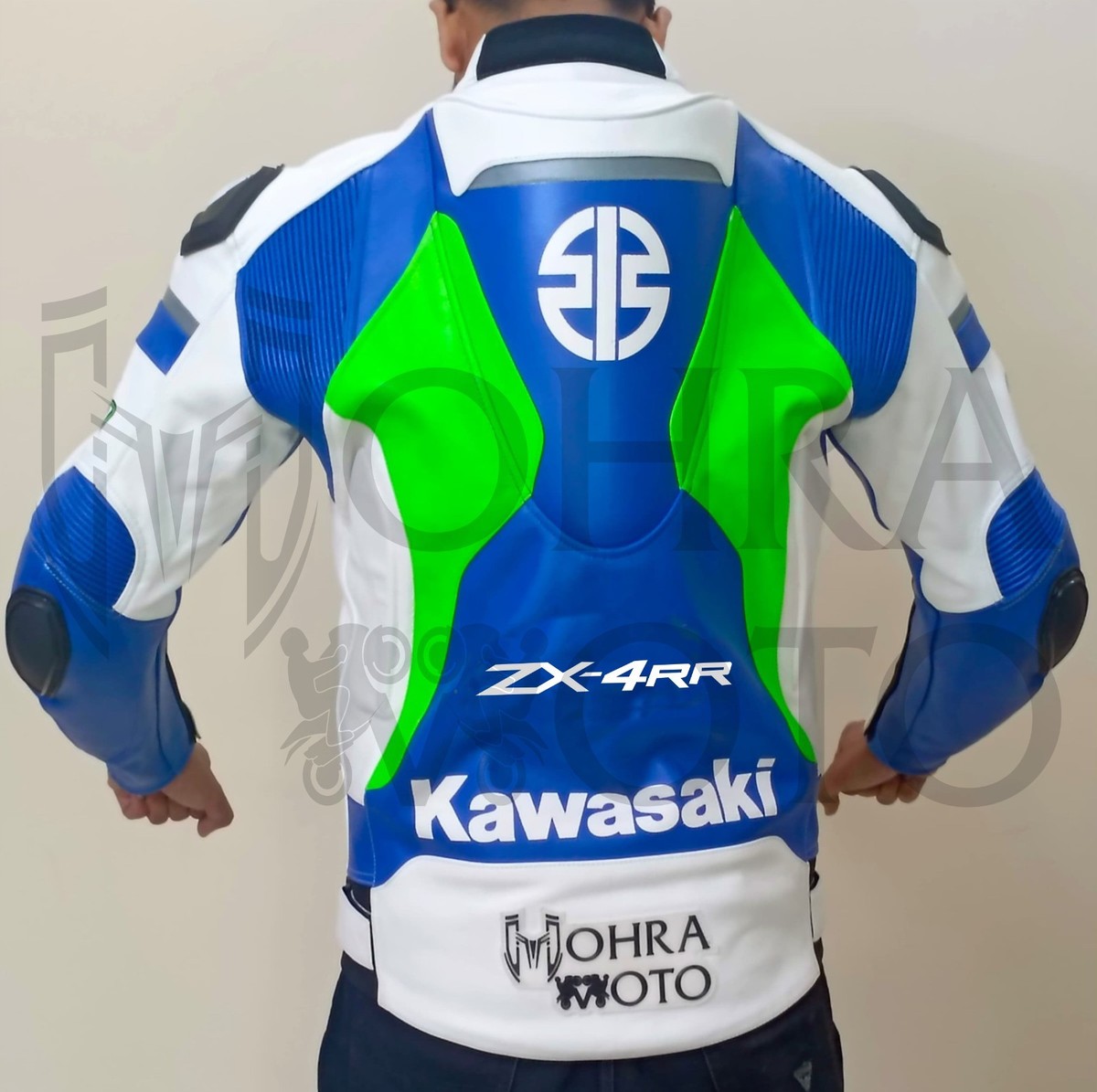 Kawasaki ZX-4RR 1.3mm Cowhide Leather Motorcycle Jacket Unisex
