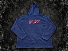 Vintage Fox Racing Hoodie Men's L Grunge Punk Motocross Fleece Navy Made In Usa