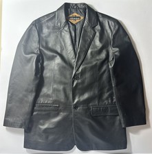CITY Jones New York Mens 42R Black Soft Genuine Leather Jacket 2 Buttons