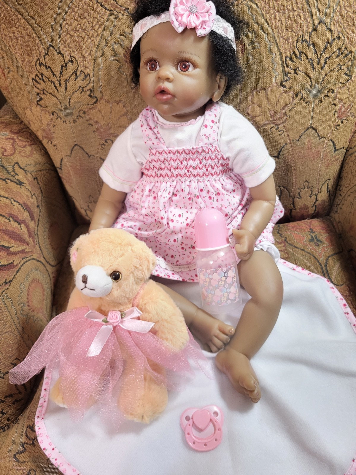 Reborn Baby Doll 22" African American Realistic Silicone Vin