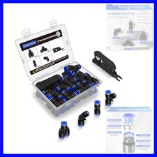 33Pcs 1/4" Push to Connect Air Hose Fittings Kit, Pneumatic Quick Connects 15...
