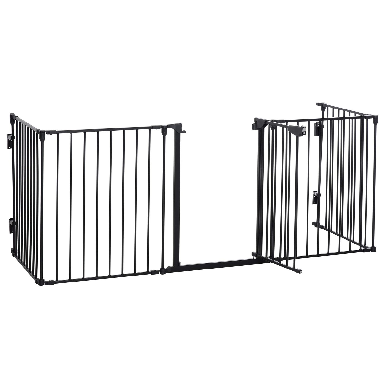 PawHut 5-Panel Metal Pet Safety Gate and Playpen - Black, 74.5cm Height - Image 3