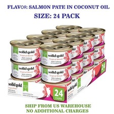 Solid Gold Wet Cat Food Pate Coconut Oil Salmon Grain Free Gluten Free 24x3oz
