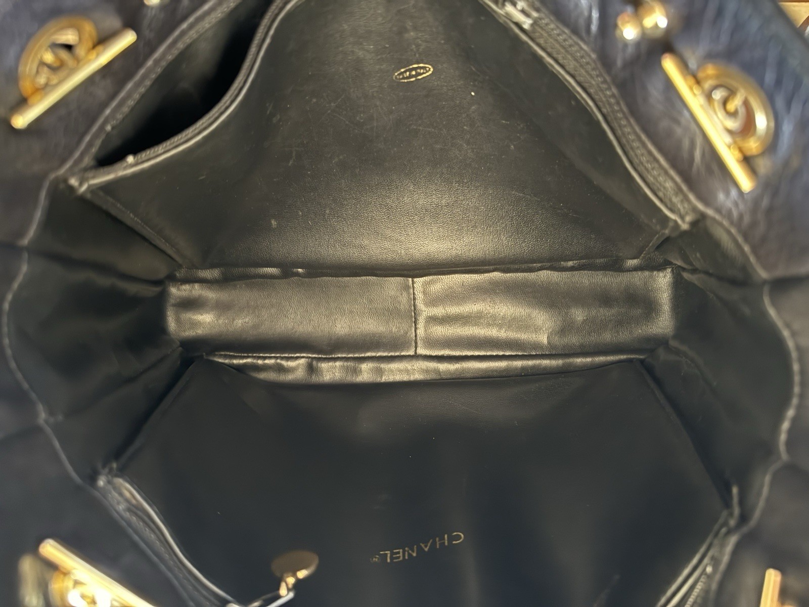 CHANEL Black Quilted Shoulder Bag Gold Chain Strap Gold Hardware Turn Lock — image 10