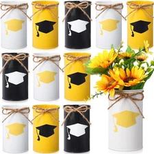 12Pcs Graduation Centerpiece Metal Vases Flower Holders for 2025 Grad PartyDecor