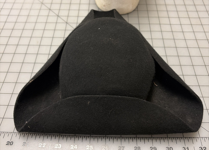 Repro 18th Century / Rev War Black Wool Man's Tricorn, SZ L, #104