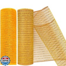 MIKIMIQI 2 Pack Deco Mesh 10 Inch x 30 Feet Decor Mesh Ribbon with Metallic F