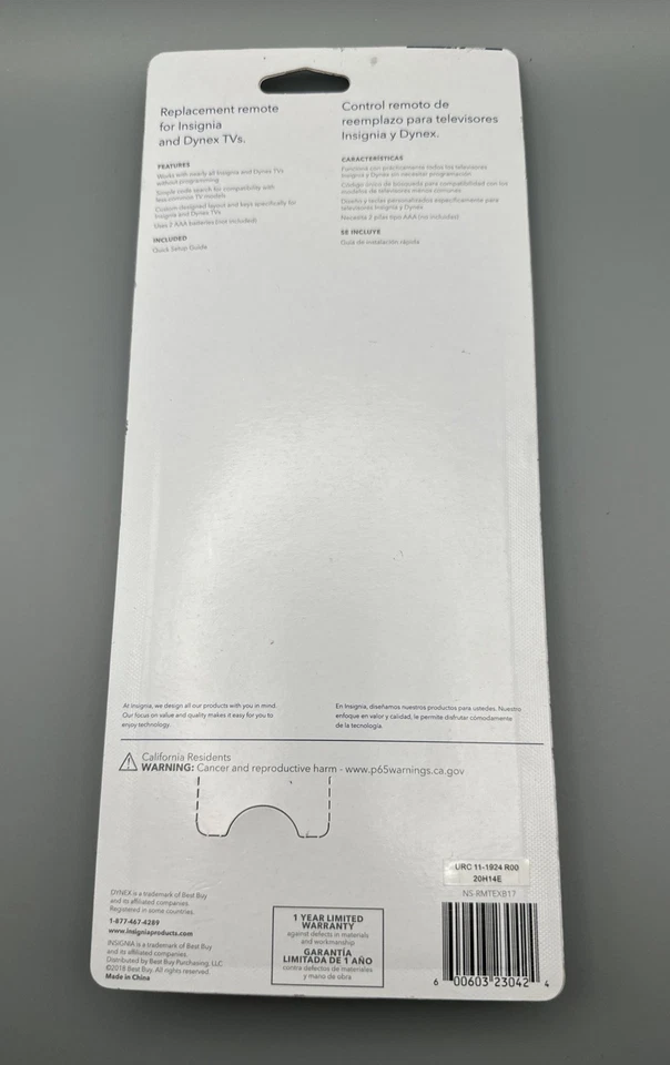 Genuine INSIGNIA NS-RMTLG17 Remote Control NEW - Image 4 of 4