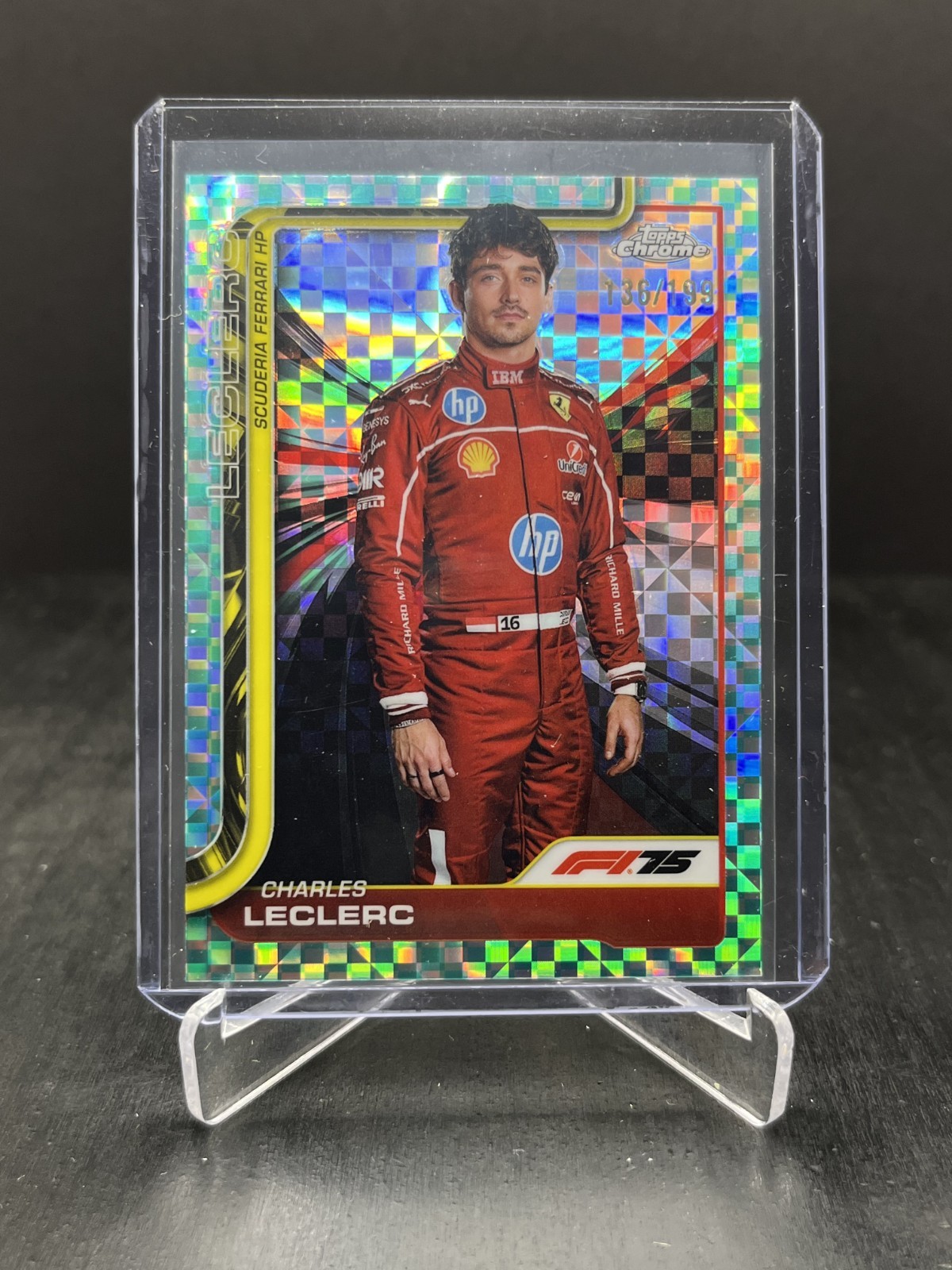 2025 Topps Chrome Formula 1 F1 Charles Leclerc Portrait Aqua Checker 136/199 #3
