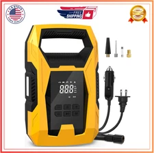 CARSUN AC/DC Tire Inflator Portable Air Compressor, Dual Power for Home 110V AC