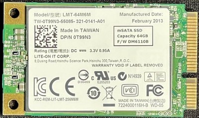 Dell / Lite-On 64GB mSATA SSD Drive / LMT-64M6M / T99N3