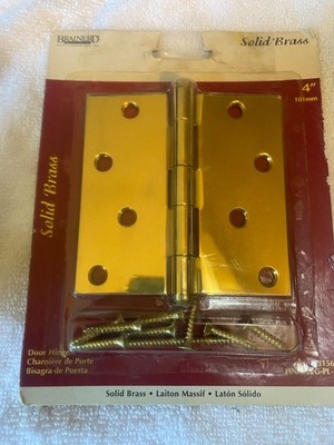 Brainerd Door Hinge Polished Solid Brass 4''×4'' (101mm) Square Corners w/ Screws