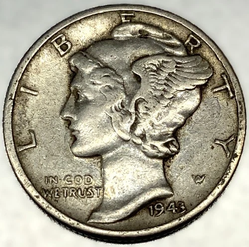 1943-P Mercury Dime 10c Good Circulated Condition 90% Silver US Coin - 3270