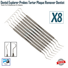 x8 Endodontic Dental Probe Tartar Plaque Remover Diagnostic Mouth Tooth Tools