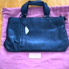 Tula Black Leather Large Tote Bag Zip Closure Silver Hardware Pockets Dust Bag