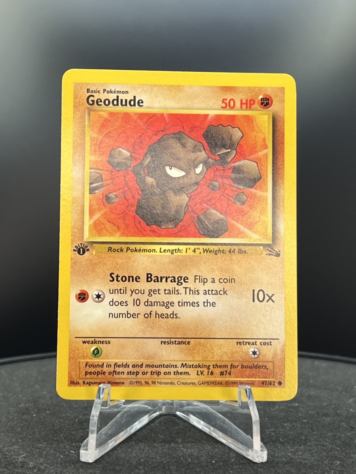 Pokémon 1st Edition Geodude Common Fossil 47/62 NM