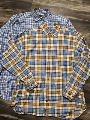 (2) Robert Talbott Classic Men's Dress Shirt Size XL Long Sleeve Plaid
