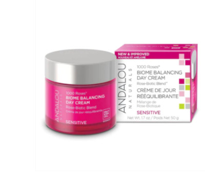 Andalou 1000 Roses Biome Balancing Day Cream Rose-Biotic Blend Sensitive 50g NEW
