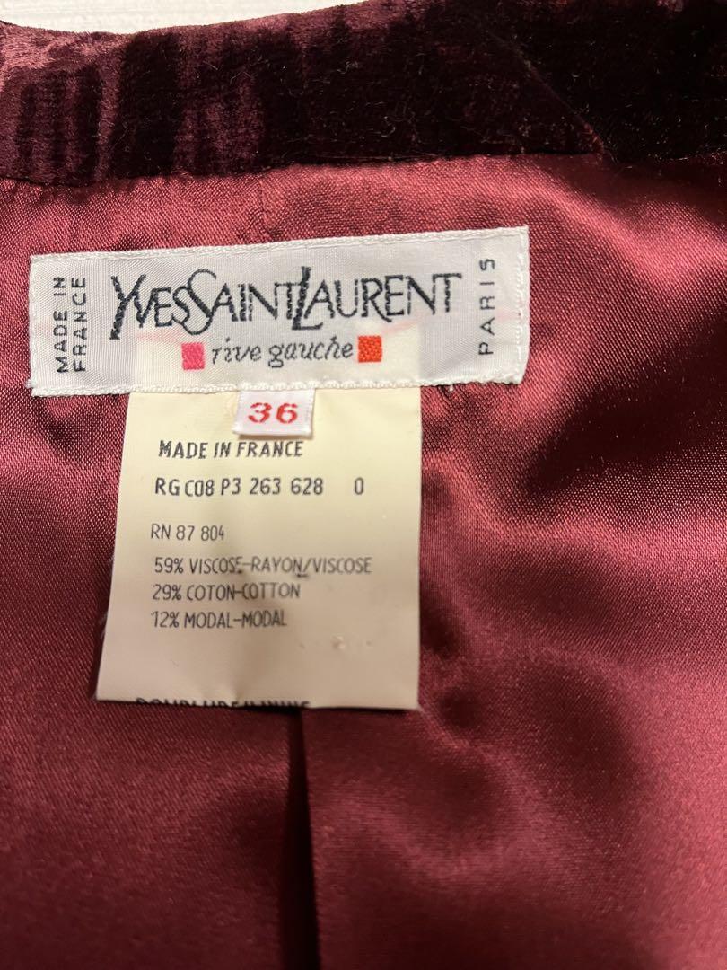 Yves Saint Laurent Rive Gauche size 36 velour jacket made in