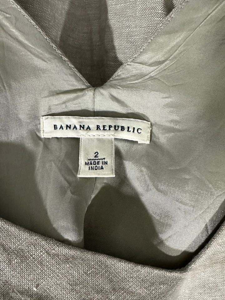 BANANAREPUBLIC бежевый хлопок льняной без рукавов платье-футляр карманы женщин 2 - Изображение 4 из 4