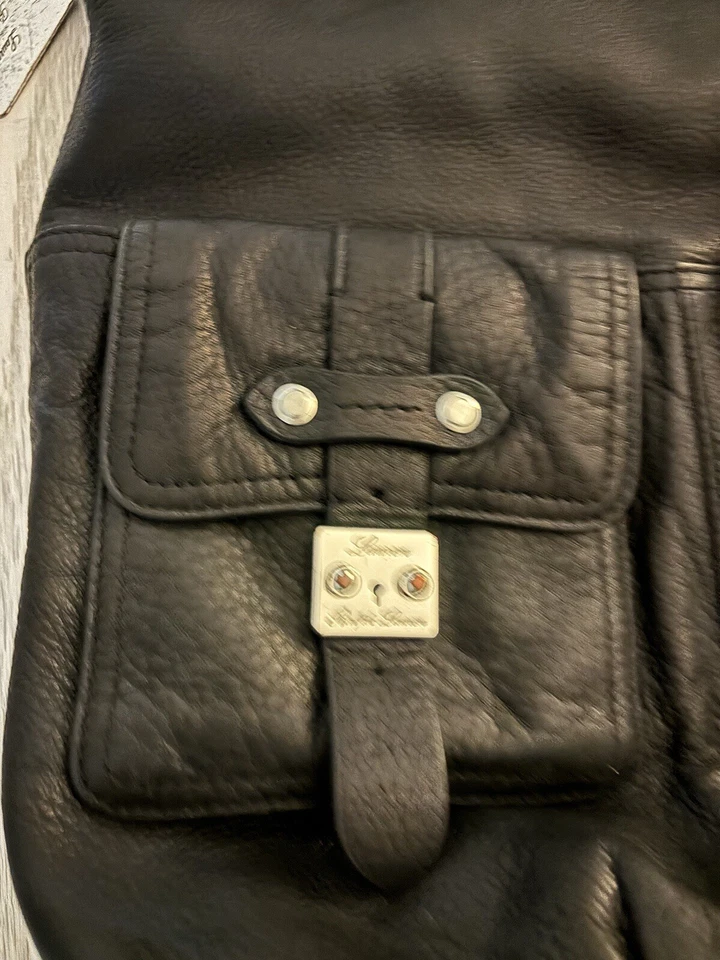 Ralph Lauren Negro Guijarro Cuero Suave Mensajero Cartera Bolso Bolsillo Exterior Foto 4 de 4