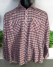 Ely Plains Pearl Snap Western Shirt Men's XL 17 / 34 Red Plaid Cowboy Vintage