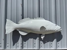 38" Black Grouper Gloss White Half Mount Fish Replica - Quick Production