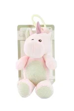 KellyToy / KellyBaby 10" Baby Pink Unicorn Pram Plush Toy with Rattle